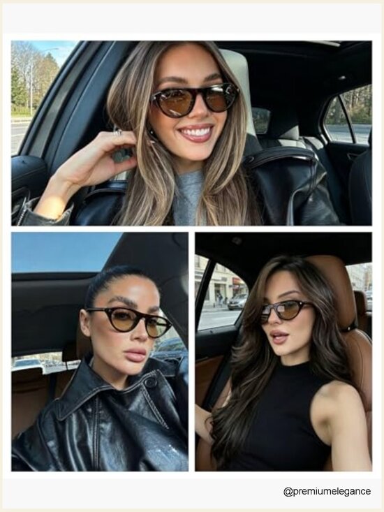 Trendy Cat Eye Sunglasses UV400 Protection Narrow Retro Oval Frame Driving main image 7
